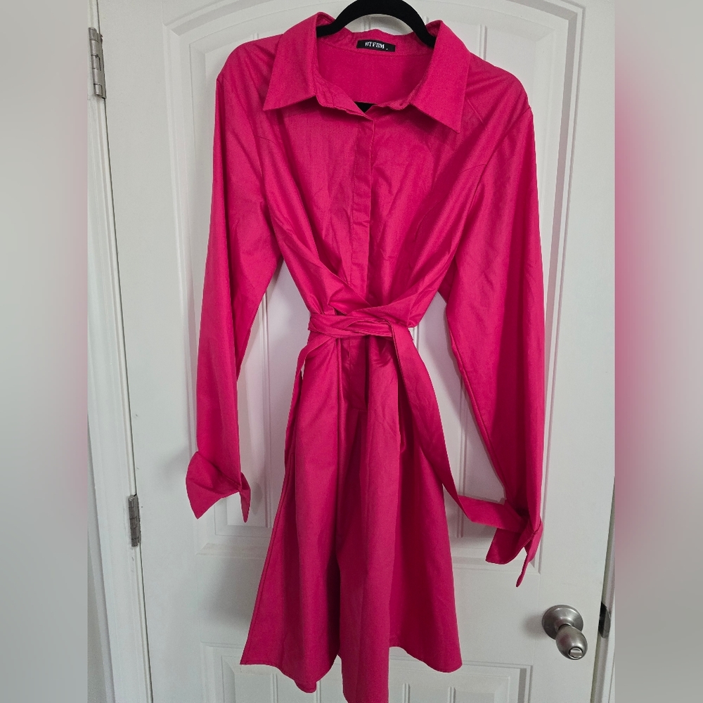 Womens hot pink wrap dress, BTBSM